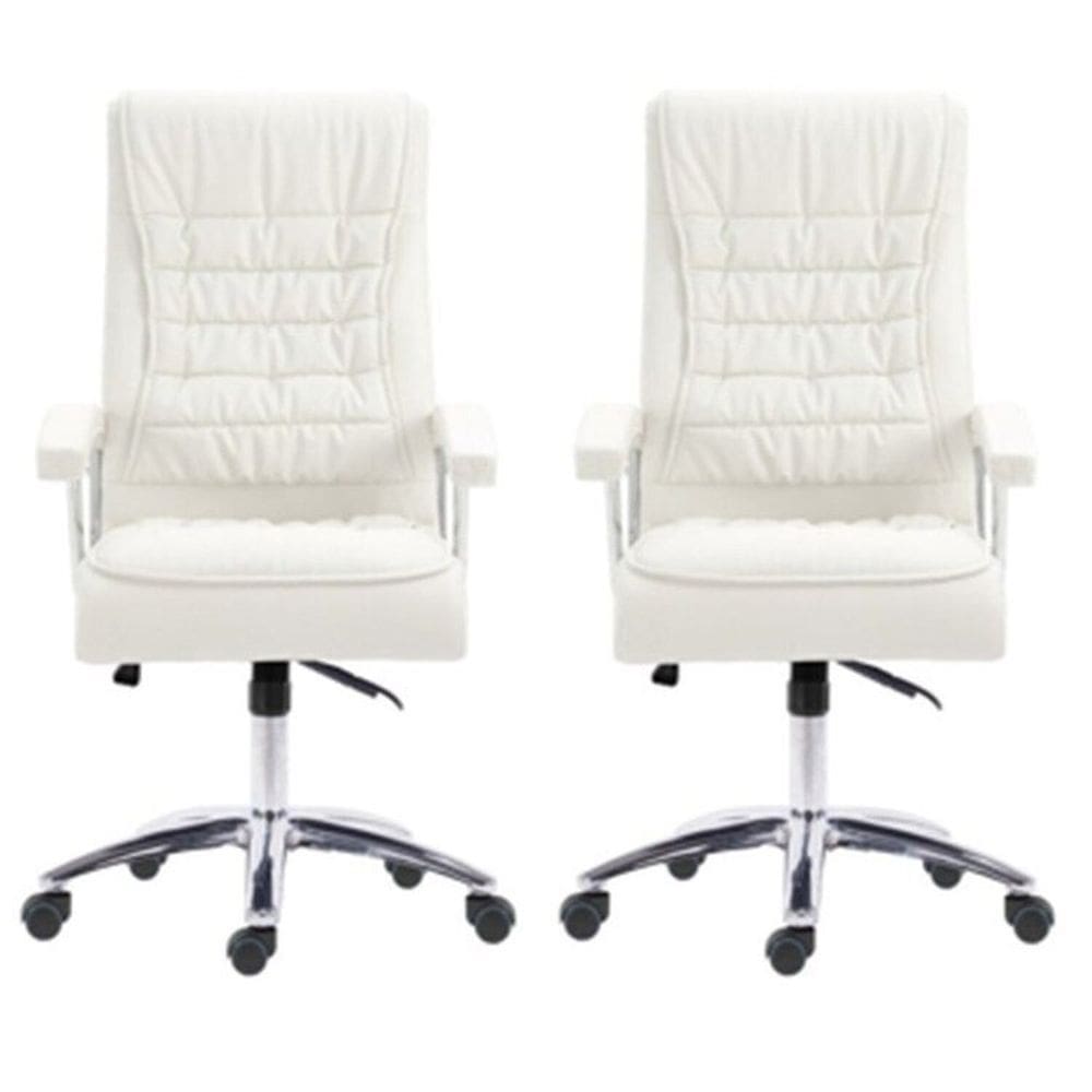 Kit 2 Cadeiras Big Mola Ensacada para Escritório Presidente Giratória em Couro com Nr17 Branco