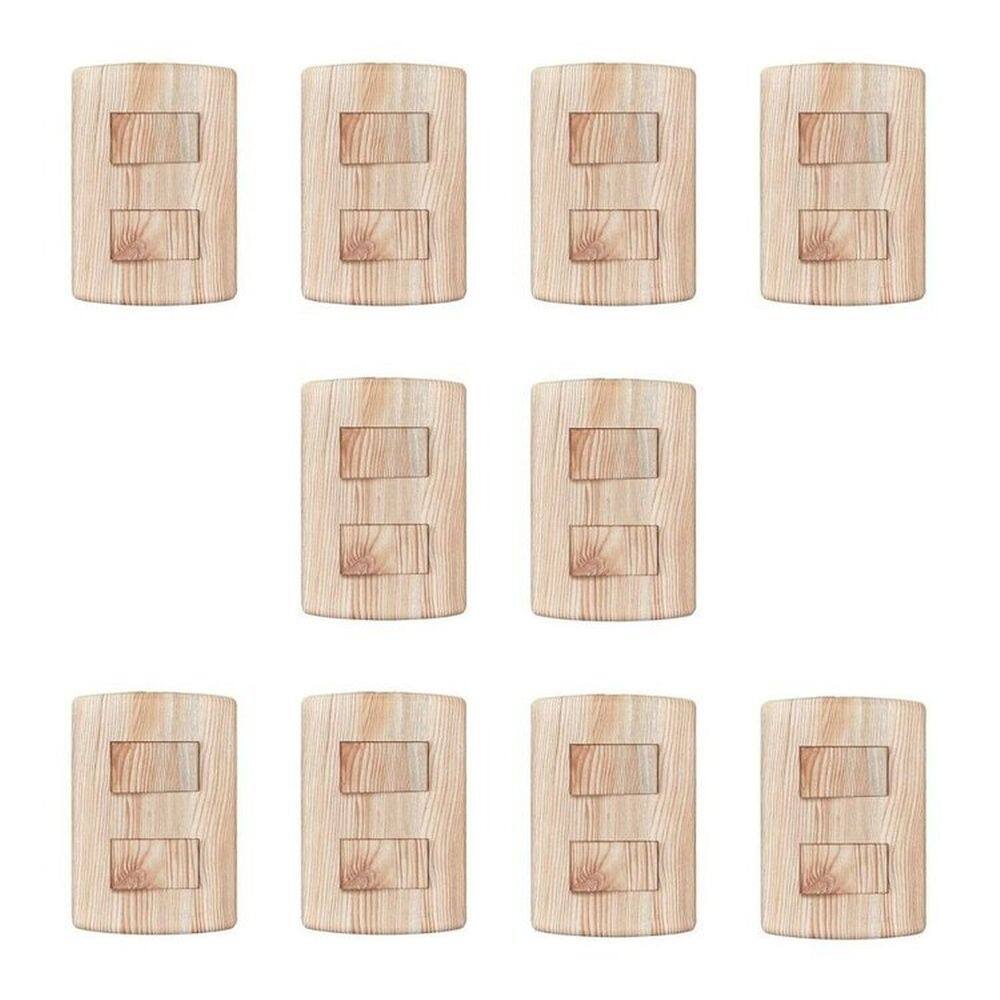 Conjunto de 10 Interruptores de 2 Teclas Simples, Modular, com Placa 4x2 e Suporte Bege