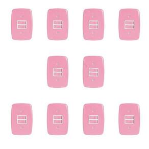 Conjunto de 10 Interruptores de 2 Teclas Simples com Placa 4x2 Rosa