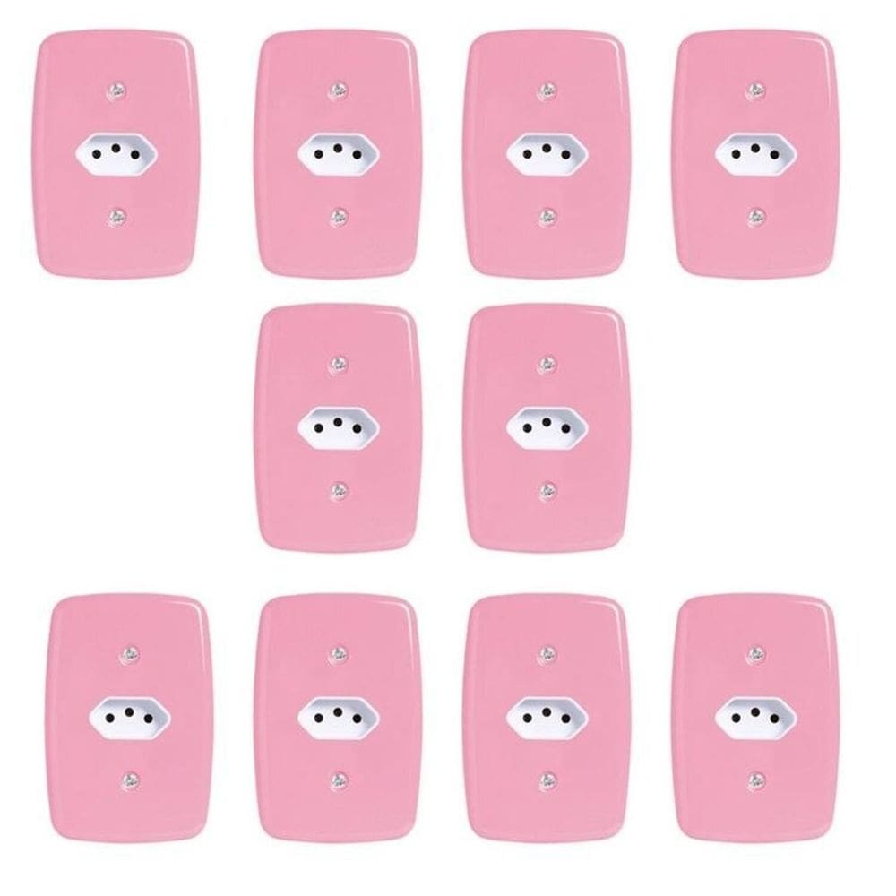 Conjunto com 10 Tomadas 2p+t 20A 250v com Placa 4x2 Rosa