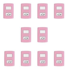Conjunto de 10 Interruptores de 1 Tecla Simples e Tomada 2p+t 20A , Modular, com Placa 4x2 e Suporte Rosa e Branco