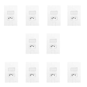 Conjunto de 10 Interruptores de 1 Tecla Simples e Tomada 2p+t 20A , Modular, com Placa 4x2 Branco