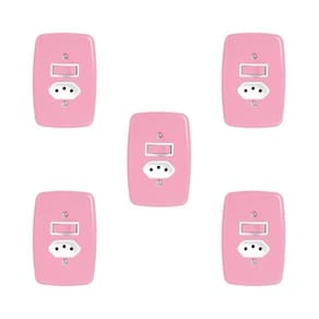 Conjunto de 5 Interruptores de 1 Tecla Simples e Tomada 2p+t 20A , com Placa 4x2 Rosa