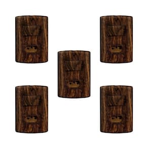 Conjunto de 5 Interruptores de 1 Tecla Simples e Tomada 2p+t 20A , Modular, com Placa 4x2 e Suporte Marrom