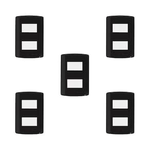 Conjunto de 5 Interruptores de 2 Teclas Simples, Modular, com Placa 4x2 e Suporte Preto/Branco