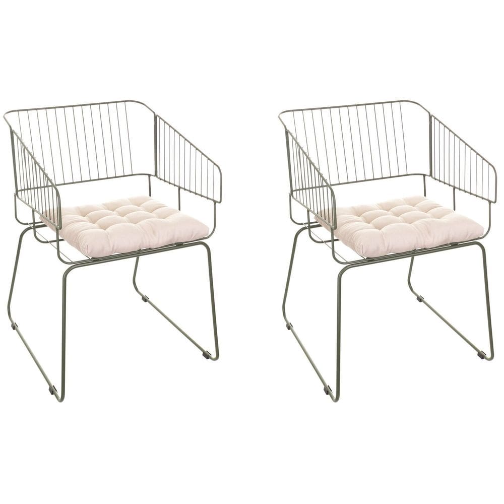 Conjunto com 2 Cadeiras para Sala de Estar Texas Verde Oliva/Bege