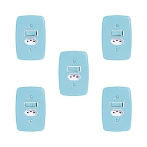 Conjunto de 5 Interruptores de 1 Tecla Simples e Tomada 2p+t 20A , com Placa 4x2 Azul