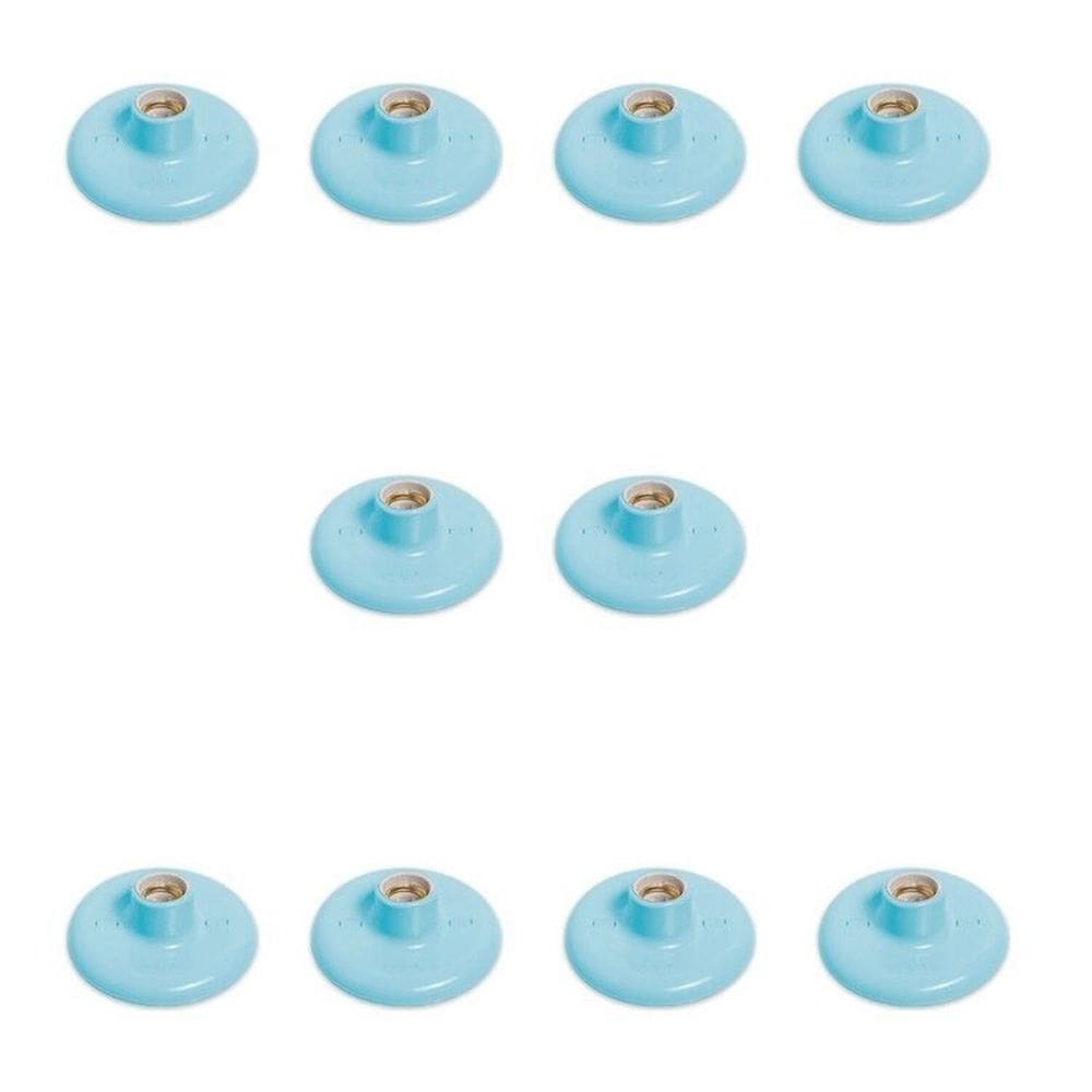 Conjunto de 10 Plafon Redondo de Sobrepor 100w Bocal Porcelana E27 Azul