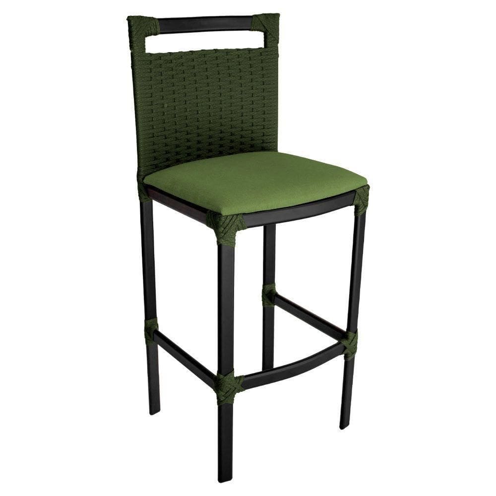 Banqueta Alta Vigor Em Alumínio E Corda Náutica Verde Verde
