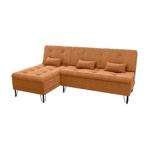 Sofá Cama Com Chaise 3 Lugares 2,00 Mts Nice Matrix Mostarda
