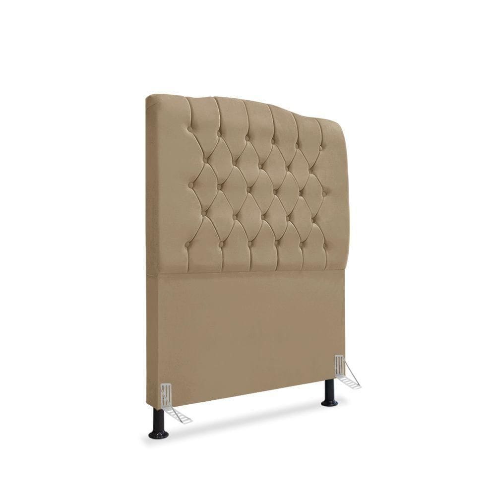 Cabeceira De Cama Box Solteiro 90 Cm Dunas - Veludo Bege Escuro.