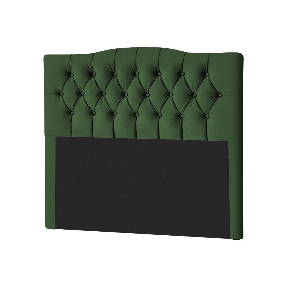 Cabeceira Casal Estofada Capitonê Lari 140Cm Veludo Verde - Cor: Preto