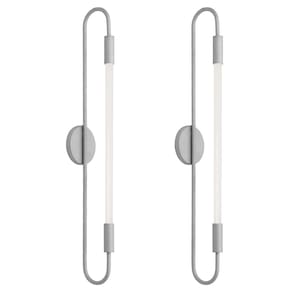 Kit 2 Arandelas Plafon Parede Teto Sabre Tubular Prata T8