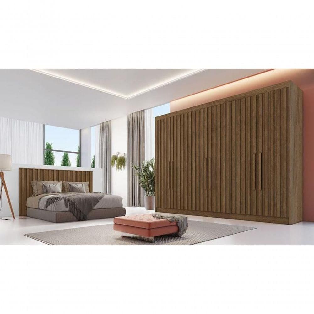 Guarda Roupa Casal 6 Portas Ripadas Potente Moveis Europa Brauna