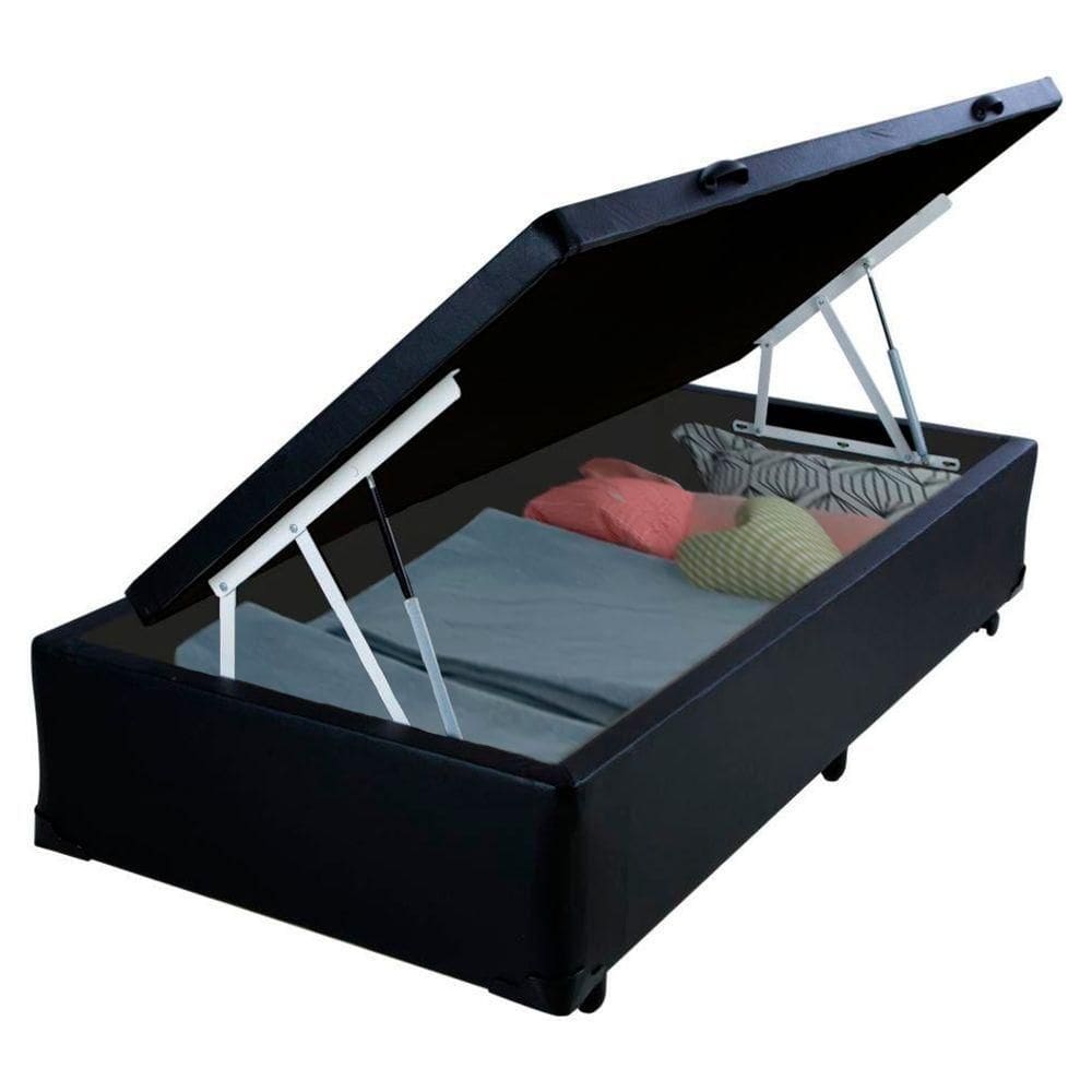 Cama Box Baú Solteiro Sintético Sereneprime Preto 88x188x44