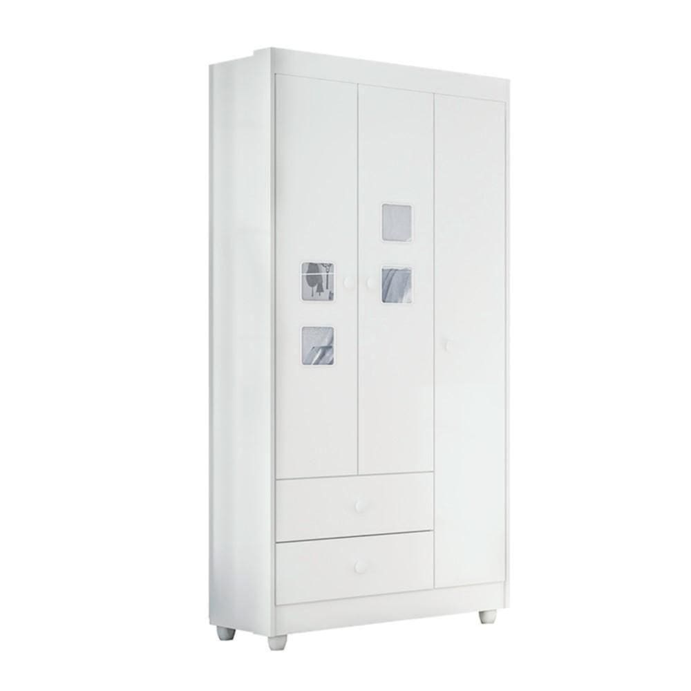 Guarda Roupa Roupeiro Infantil Life 3 Portas 2 Gavetas Tigus Baby Branco