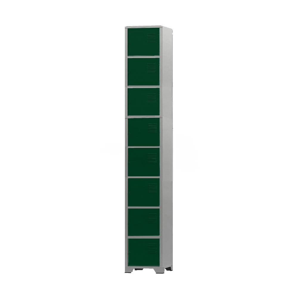 Armário Roupeiro De Aço 8 Portas Para Vestiário Academia Locker Verde Escuro com Chave