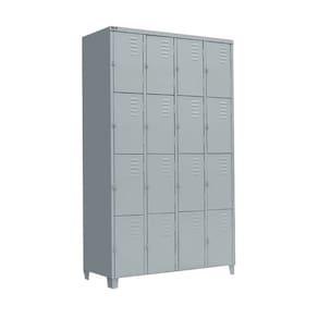Armário Roupeiro De Aço Vestiário Academia 16 Portas Locker Cinza com Chave