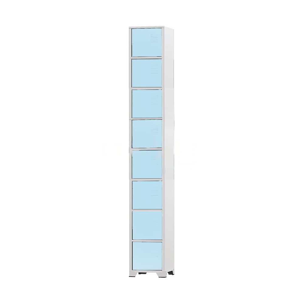 Armário Roupeiro De Aço 8 Portas Para Vestiário Academia Locker Azul Claro com Chave