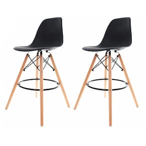 Kit 02 Banquetas Altas Eames Charles Eiffel - Black Black