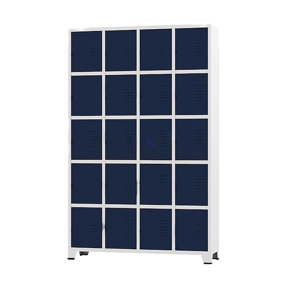 Armário Roupeiro De Aço Para Vestiário 20 Portas Locker Azul Marinho com Chave