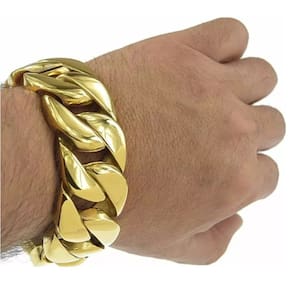 Pulseira Masculinha 18k Banhada a Ouro Ultra Grossa Otimo