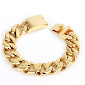 Pulseira Masculinha 18k Banhada a Ouro 18k Grossa Brasileira