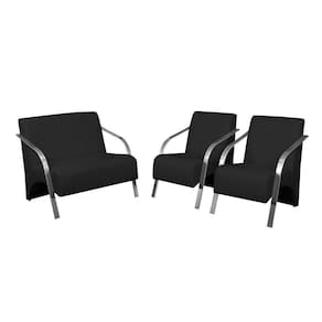 Conjunto Vênus 2 Poltronas De 1 Lugar E 1 De 2 Lugares Braço Alumínio Dsalla Tecido Sintético (courino)