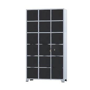Armário Roupeiro De Aço 18 Portas Para Vestiário Academia Locker Preto com Chave