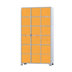 Armário Roupeiro De Aço 18 Portas Para Vestiário Academia Locker Laranja com Chave