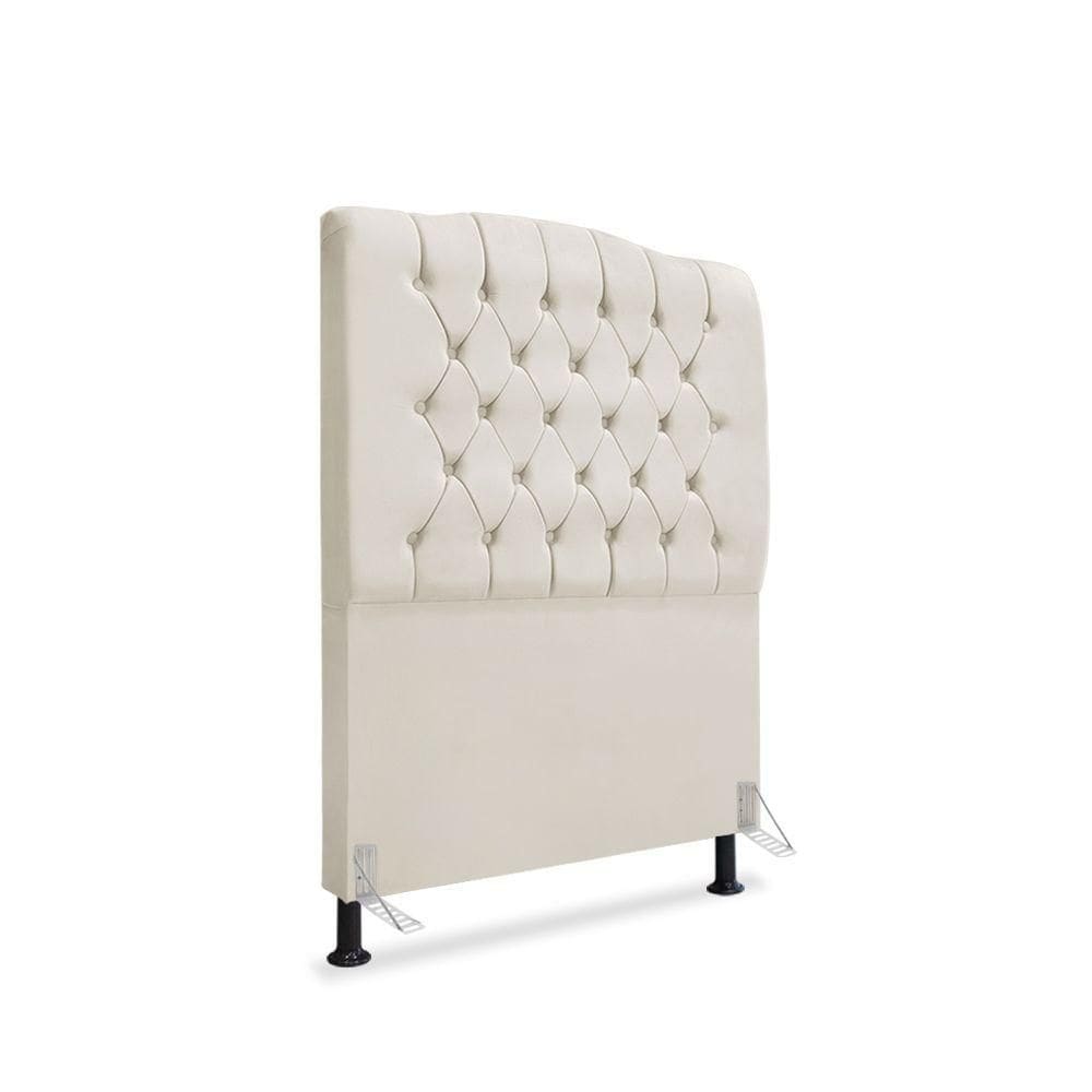 Cabeceira De Cama Box Solteiro 90 Cm Dunas - Veludo Bege Claro.