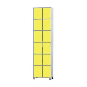Armário Roupeiro De Aço 12 Portas Para Vestiário Academia Locker Amarelo com Chave