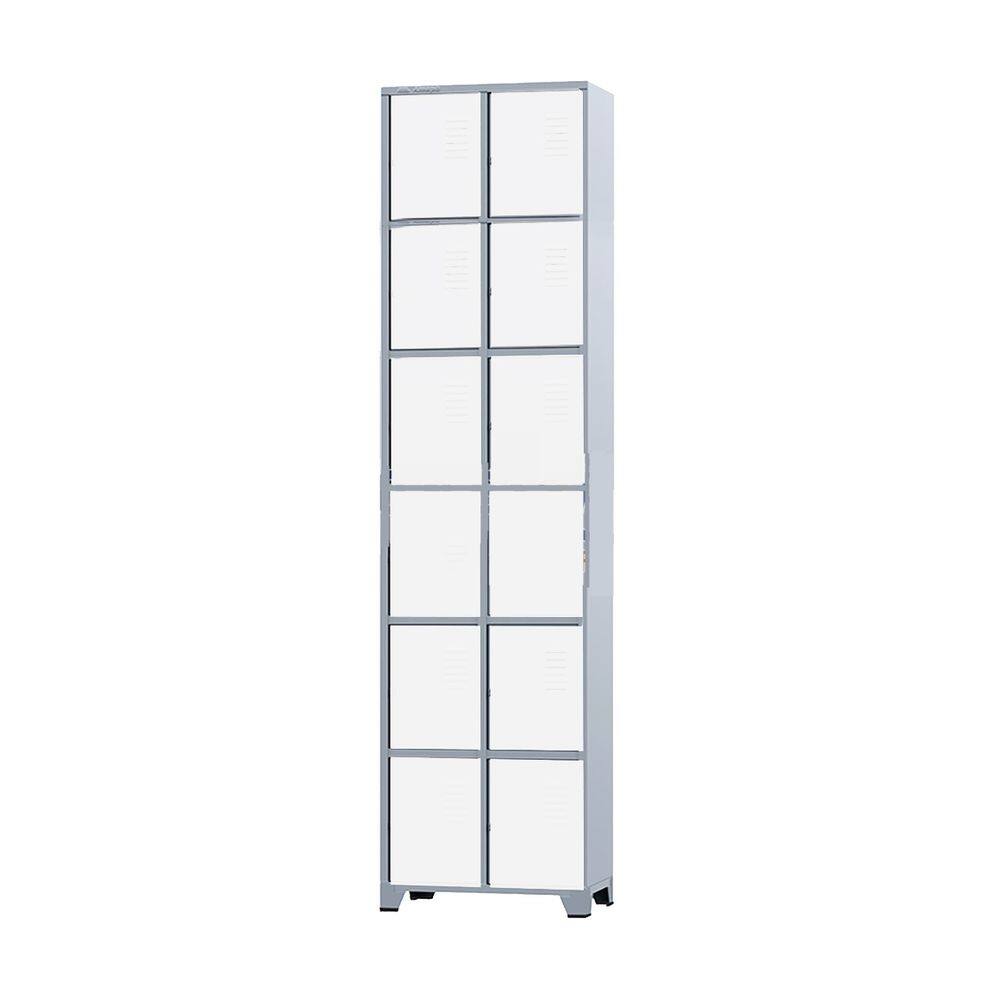 Armário Roupeiro De Aço 12 Portas Para Vestiário Academia Locker Branco com Chave