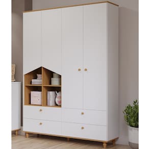 Guarda Roupa Infantil 4 Portas 4 Gavetas Casinha Permóbili