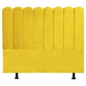 Cabeceira Nuvem Cama Box King 195 Cm Alanis Suede Amarelo