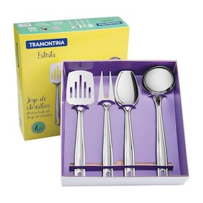 Jogo De Utensílios Tramontina Extrata Em Aço Inox 4 Peças Tramontina