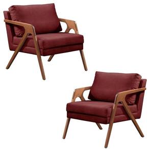 2 Poltronas Decorativa Para Sala Quarto Ou Escritório Estilo Luxo Tecido Veludo Vinho Naka Móveis