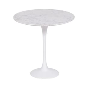 Mesa Saarinen Lateral Carrara 42cm - Base Branca