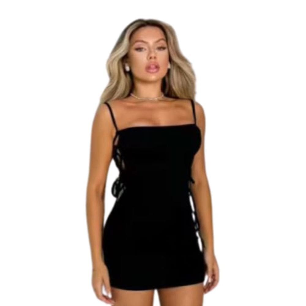 Vestido Feminino Trançado do Lado Alça Roupas Femininas 0541