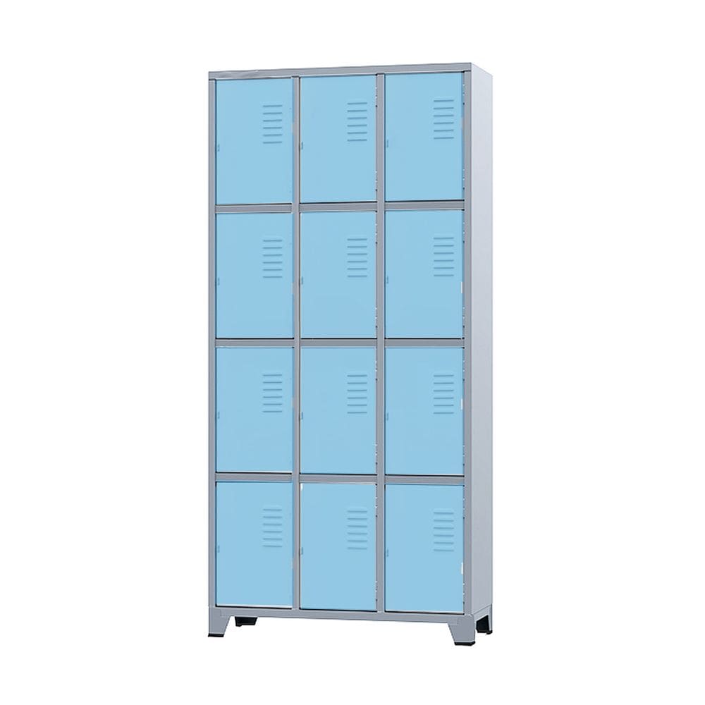 Armário Roupeiro De Aço Para Vestiário 12 Portas Locker Azul Claro com Chave