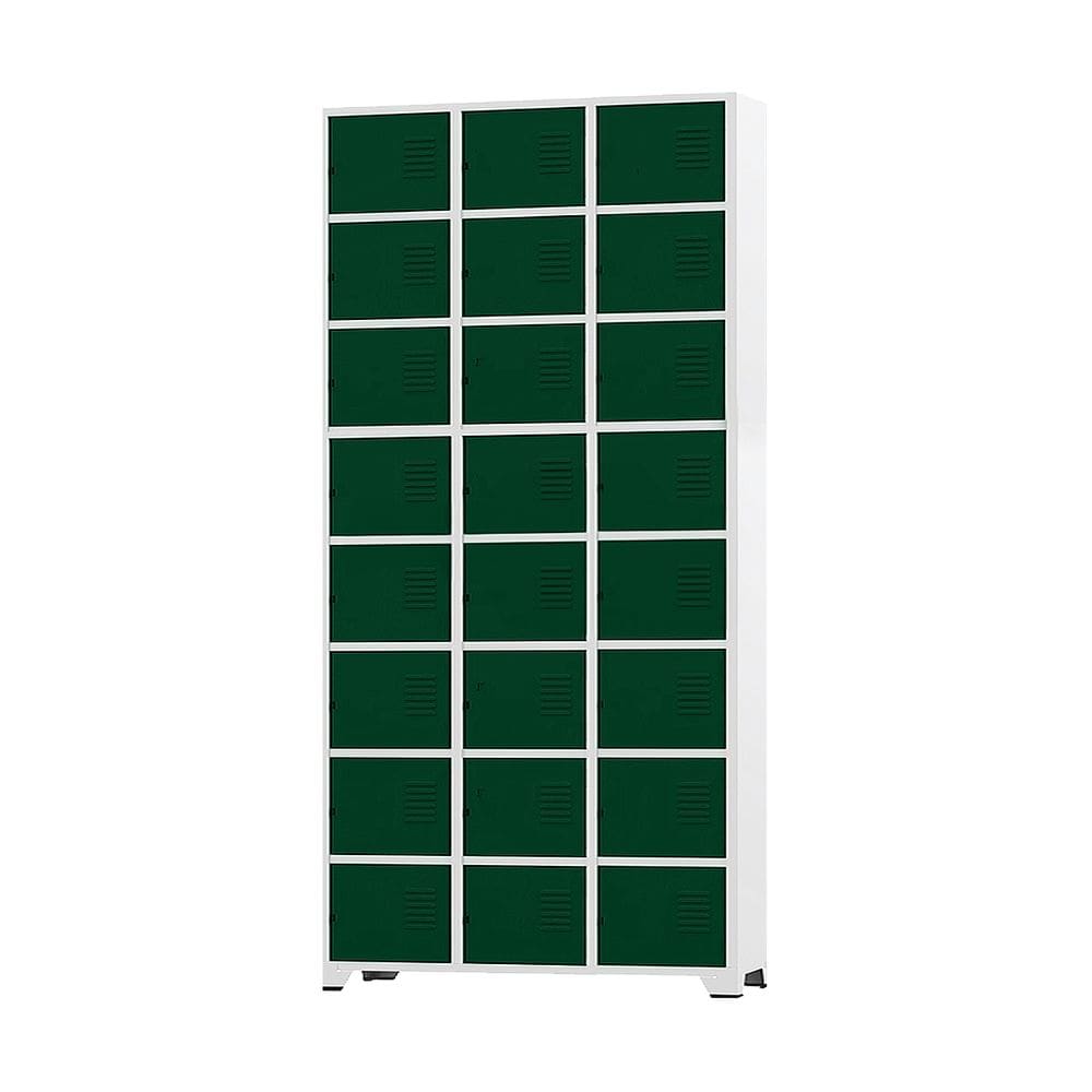 Armário Roupeiro De Aço 24 Portas Para Vestiário Academia Locker Verde Escuro com Chave