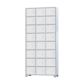 Armário Roupeiro De Aço 24 Portas Para Vestiário Academia Locker Branco com Chave