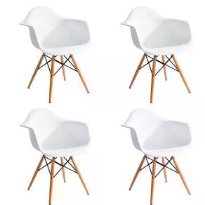 Kit 04 Cadeira Eiffel Com Braço - Branco Branco