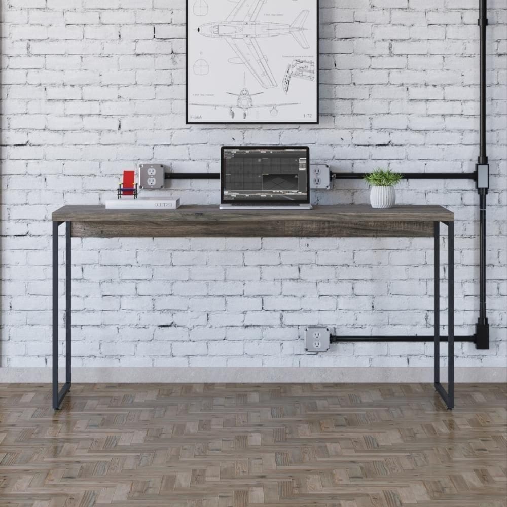 Mesa Dynamica 150x50x75cm Carvalho Dark - Est.preta Carvalho Dark - Est.preta