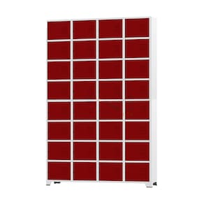 Armário Roupeiro De Aço Para Vestiário 32 Portas Locker Vermelho com Chave