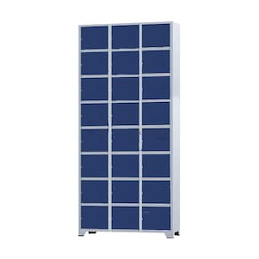 Armário Roupeiro De Aço 24 Portas Para Vestiário Academia Locker Azul Marinho com Chave