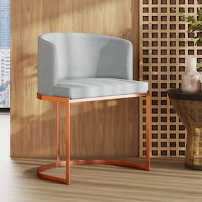 Poltrona M05 Em Linho Estrutura De Ferro Mais Decor Cobre/cinza