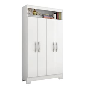 Armário Multiuso 4 Portas E Nicho Nt4040 Branco/rosa Notável Móveis Branco/rosa