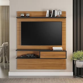 Painel Para Tv Até 55 Polegadas Freijó Com Preto Nt1155 Notável Móveis Freijó/preto
