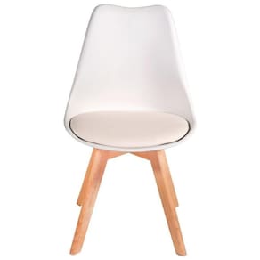 Cadeira Charles Eames Leda Luisa Saarinen Design Wood Estofada Base Madeira - Branca